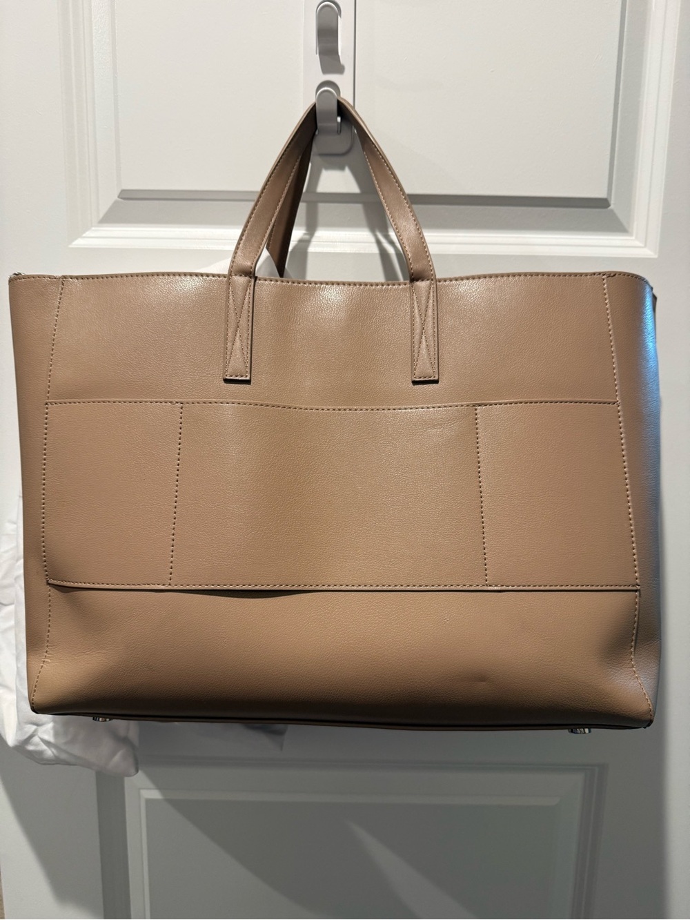CALPAK Taupe Haven Leather Tote Bag with Detachable Strap 16” Laptop - Picture 4 of 5